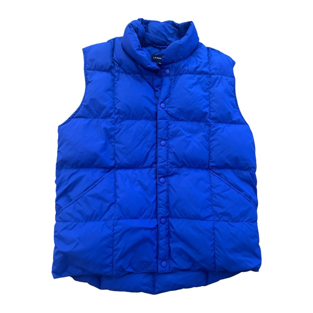Lands End Men's Quilted Down Vest Royal Blue Size M